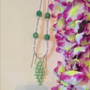 Elegant Green and Purple Beaded Necklace